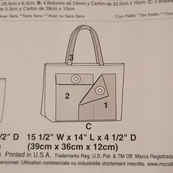 McCall's Fashion Accessories M6409 Lined‎ Bags Sewing Pattern - Picture 8 of 9